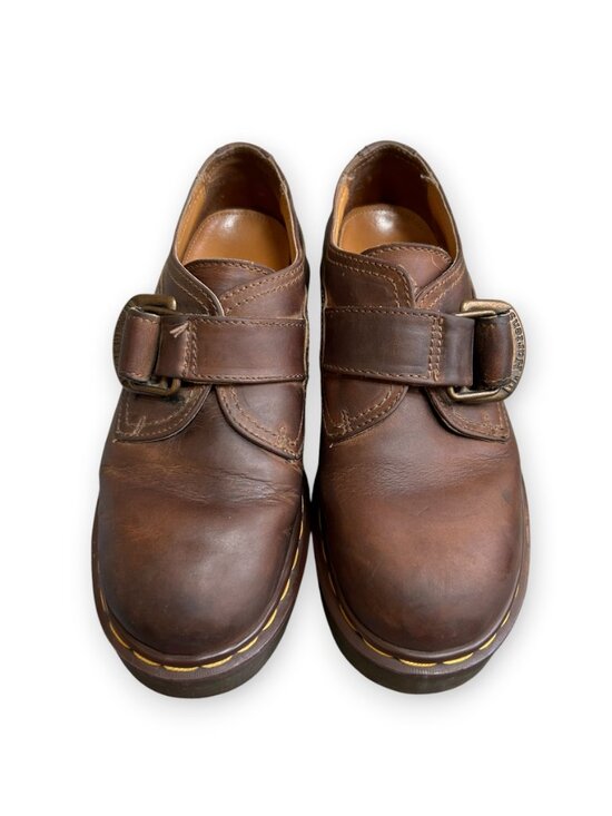 VINTAGE Dr Martens Gaucho Leather Shoes Brown Monk Strap Oxford Buckle Y2K M5 W6 main image 9